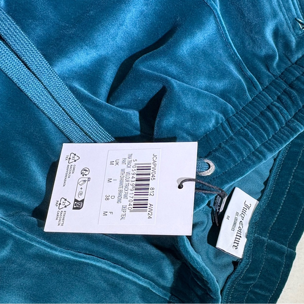 Juicy Couture OG Bling Velour Track Pants Size M Blue Y2K - Picture 8 of 14